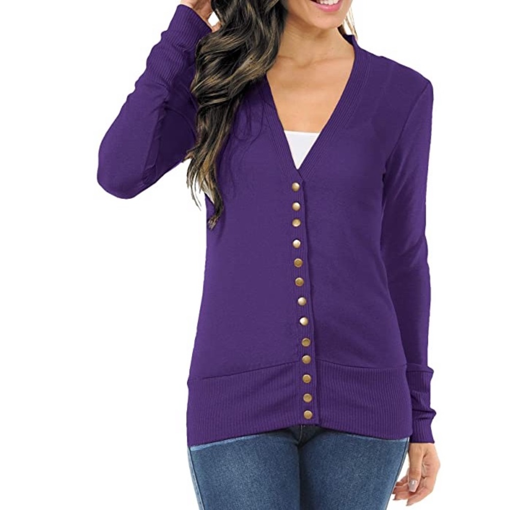 NEW! ~ Women’s Purple Button Snap Cardigan, Sz S.